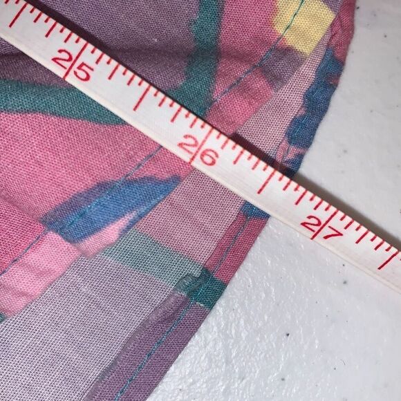 Vintage 80’s Unique Pastel Funky Print Bold Shoulder Button Down Long Sleeve Shi - Picture 15 of 16